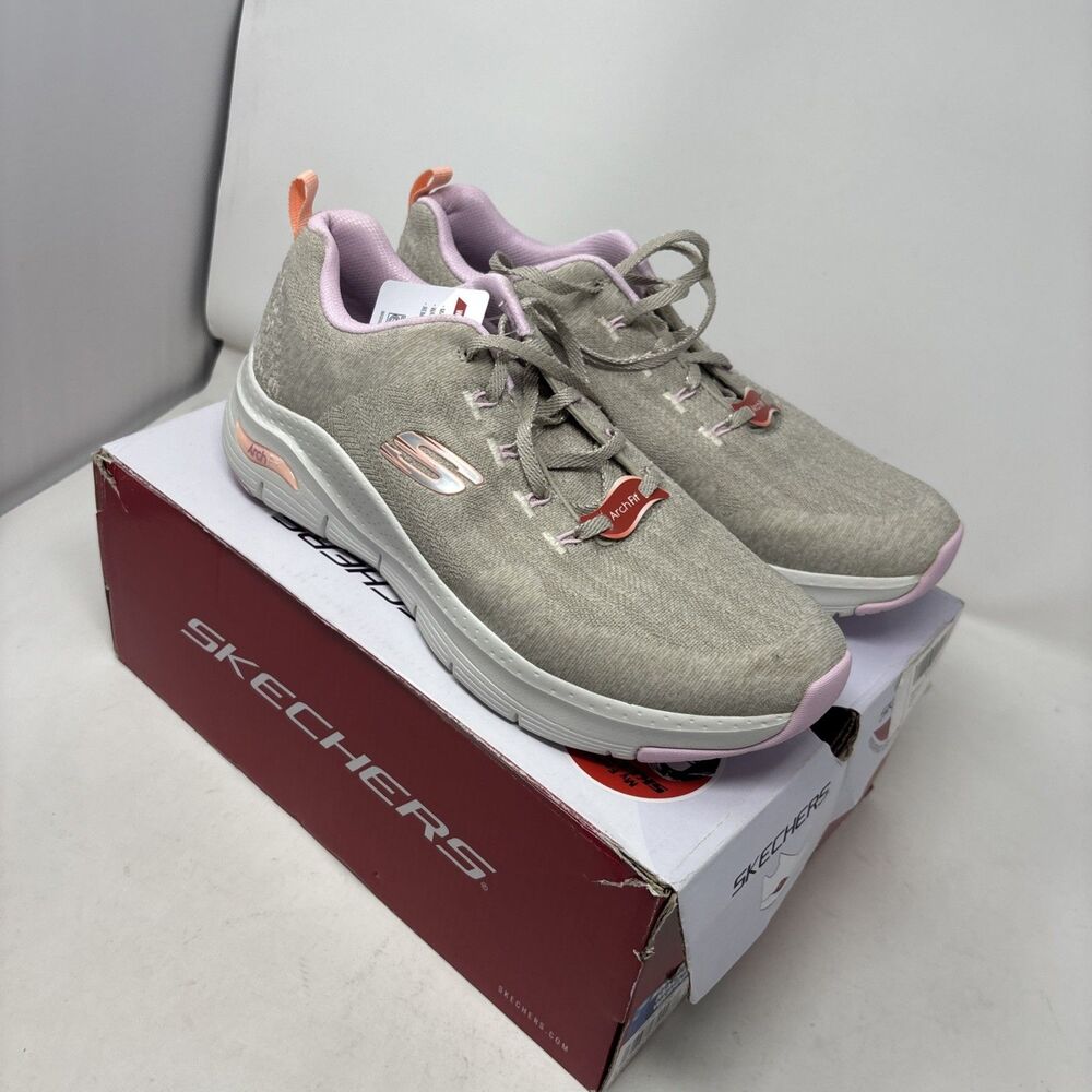 Skechers Arch Fit Comfy Wave Womens Size 11 Taupe Multi Walking Shoes 149414